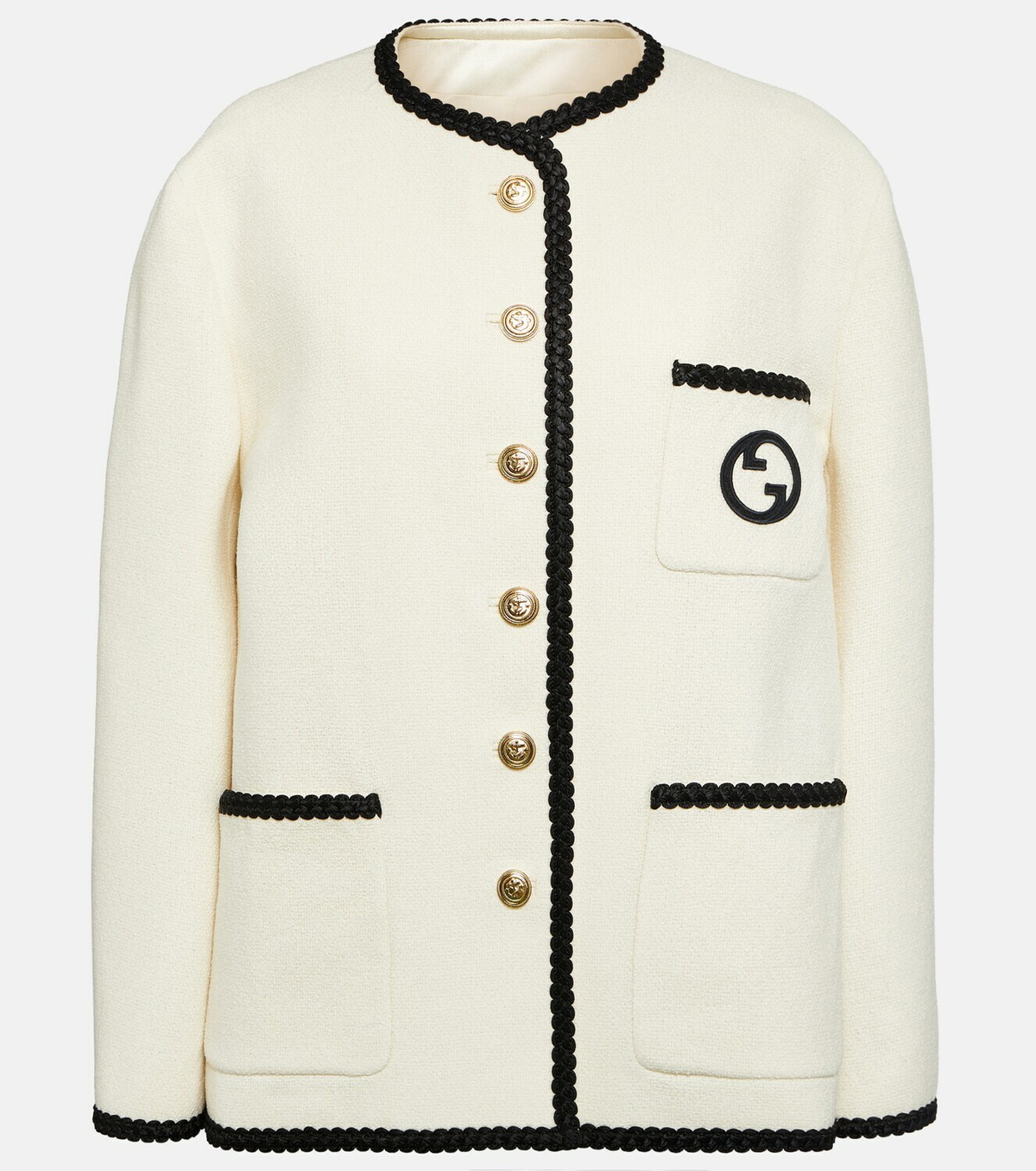 ジャケット GUCCI WHITE WOOL CASUAL JACKET Gucci Interlocking G wool-blend jacket Gucci