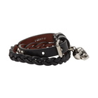 Alexander McQueen Black and Silver Double Wrap Skull Bracelet