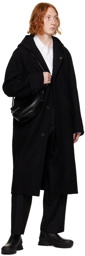 Solid Homme Black Hooded Coat