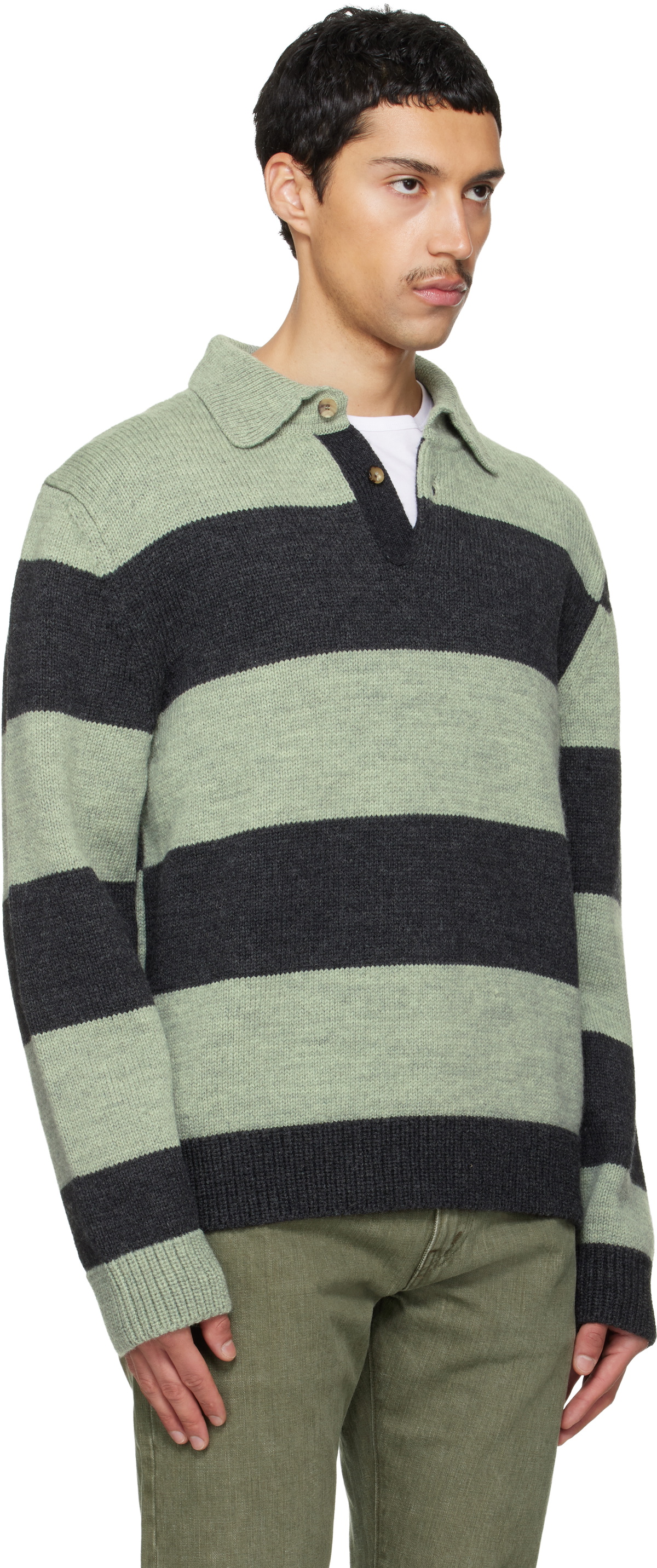 Paul Smith Green & Gray Block Stripe Polo