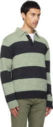 Paul Smith Green & Gray Block Stripe Polo