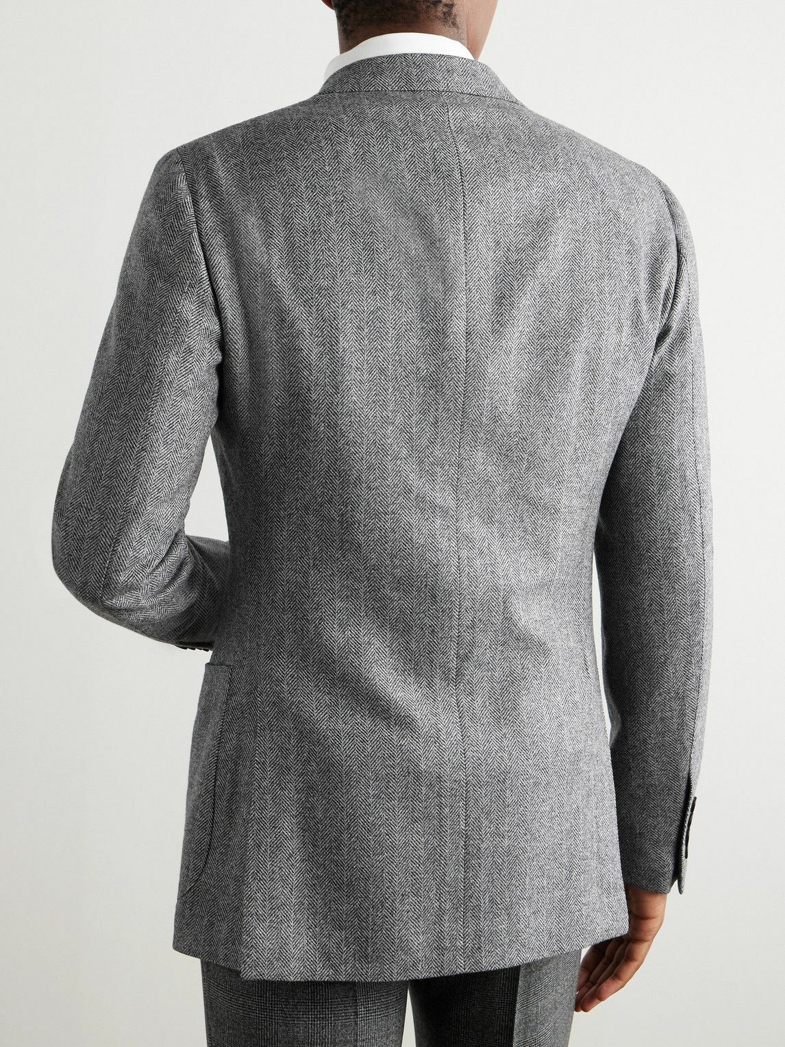 Kingsman - Herringbone Wool and Cashmere-Blend Blazer - Gray