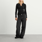 SKIMS Women's Sheer Knit Long Sleeve Henley Top in Onyx