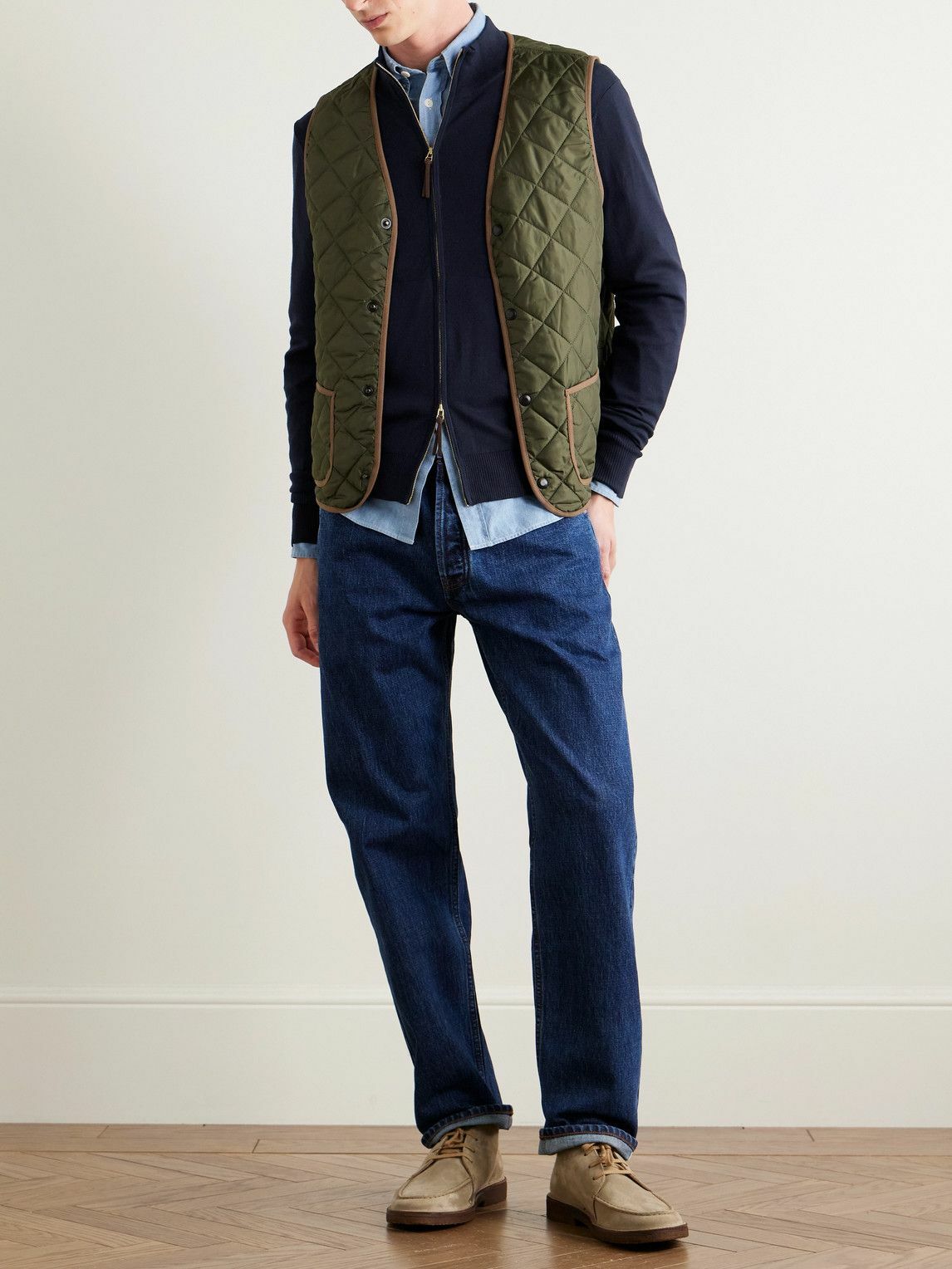 Sid Mashburn - Slim-Fit Escorial Wool Zip-Up Cardigan - Blue