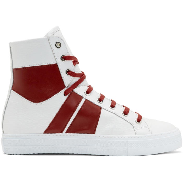 Photo: Amiri White and Red Sunset High-Top Sneakers