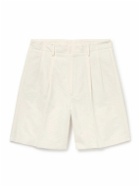 Loro Piana - Joetsu Wide-Leg Pleated Cotton and Linen-Blend Twill Shorts - Neutrals