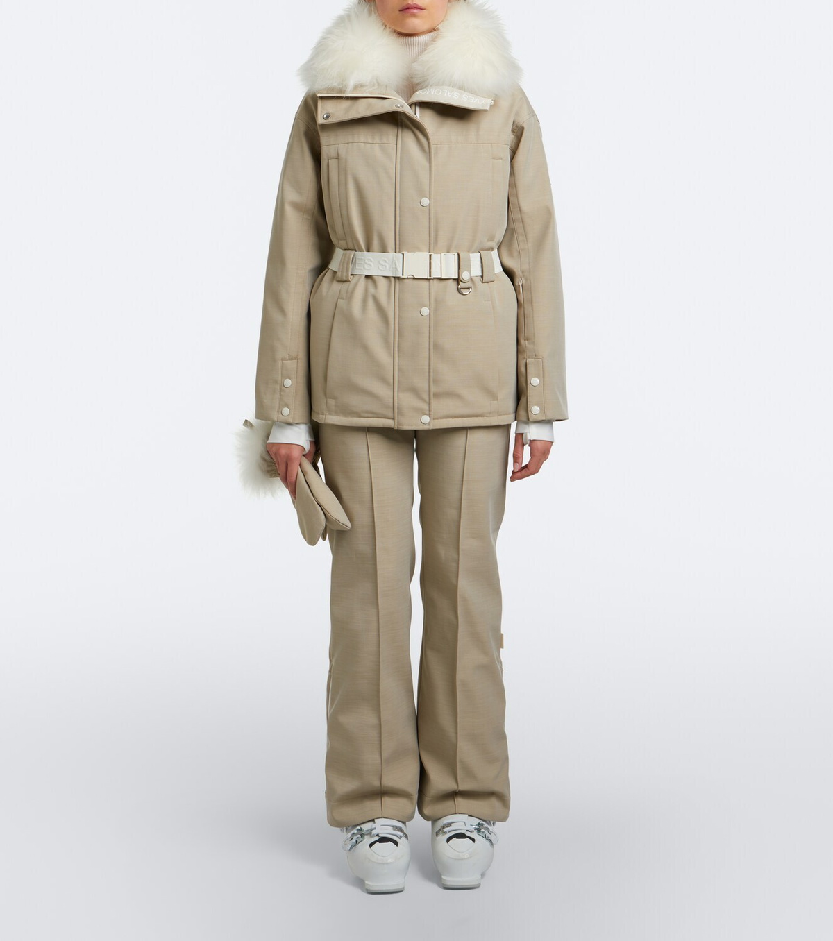 Yves Salomon Belted shearling-trimmed ski jacket