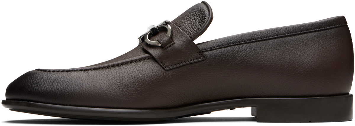 Ferragamo Brown Gancini Ornament Loafers
