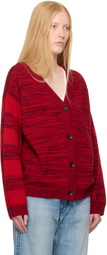 The Elder Statesman Red Stripe Polka Dot Swan Cardigan