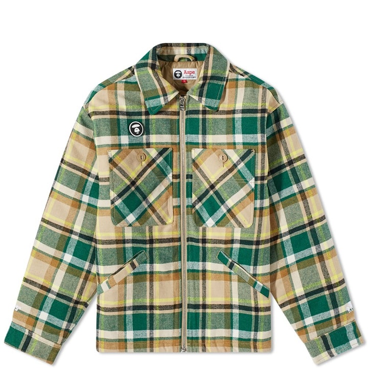 Photo: Men's AAPE Checked Worker Jacket in Brown