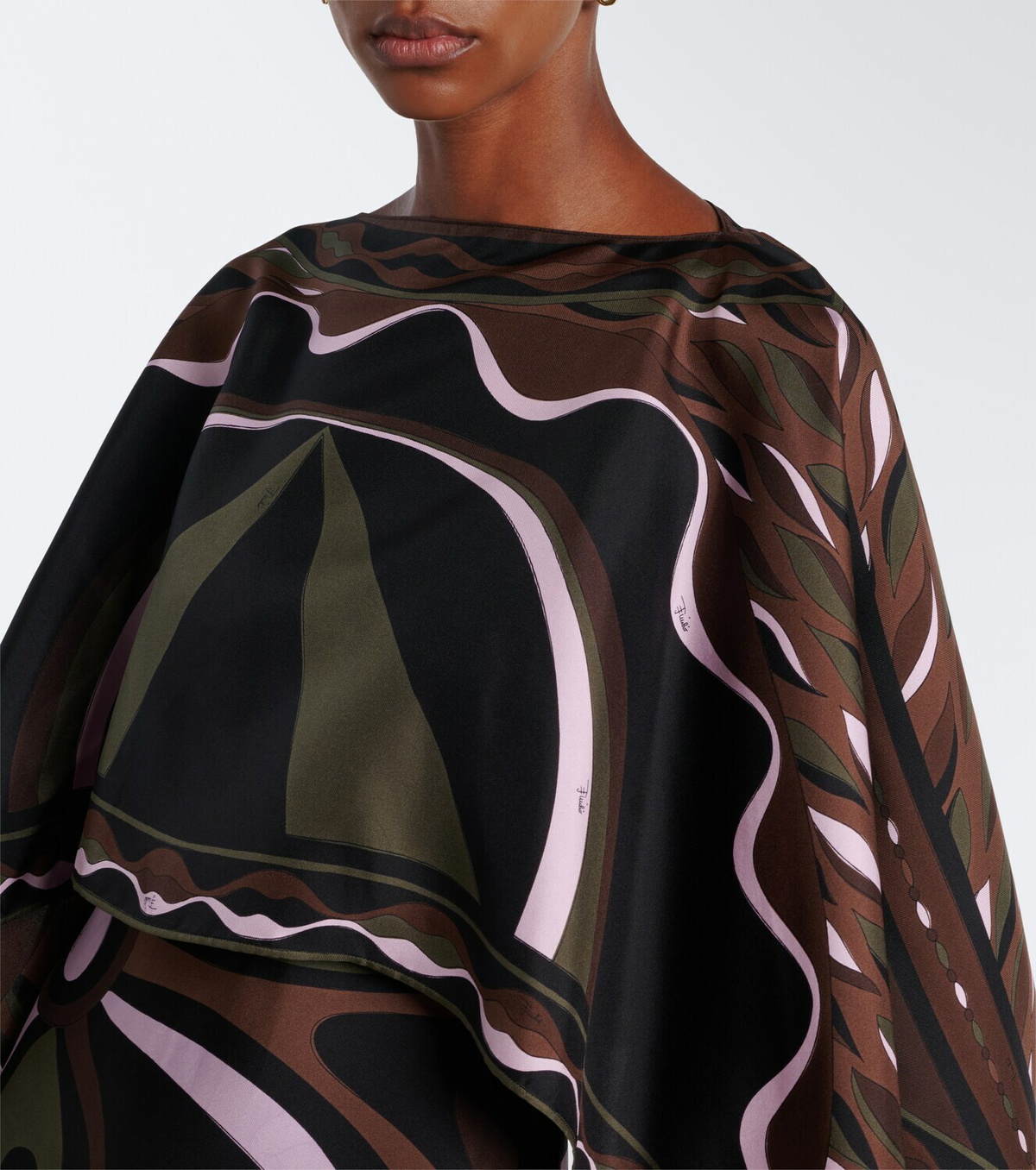 Pucci Marmo and Dune caped silk twill gown