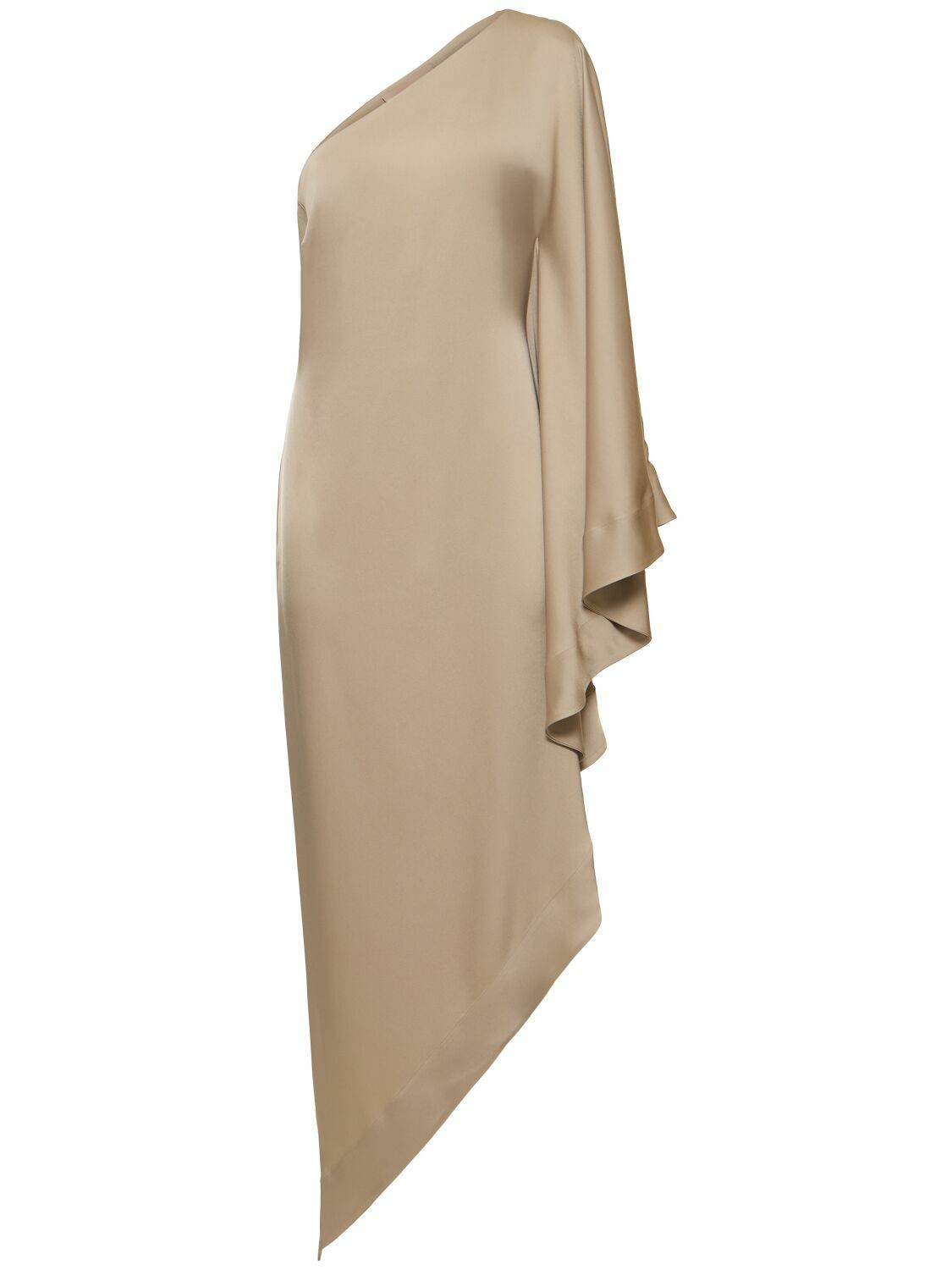 alexandre vauthier stretch satin bell sleeve tie waist dress