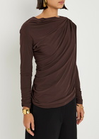 High Aslant Draped Stretch-jersey top Charcoal
