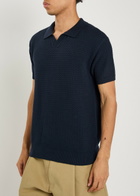 Raith Rapha Textured-knit Polo Shirt Navy