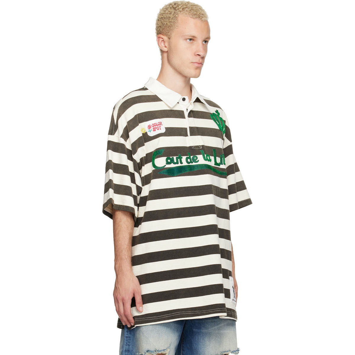 COÛT DE LA LIBERTÉ Black & White Connor Stripe Rugby Polo