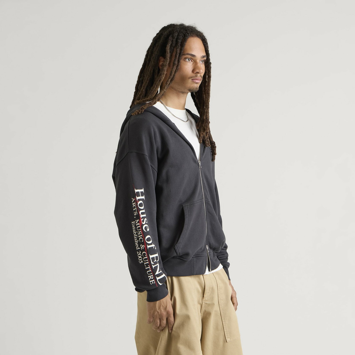 END. Underline Zip Hoodie in Cinder Black