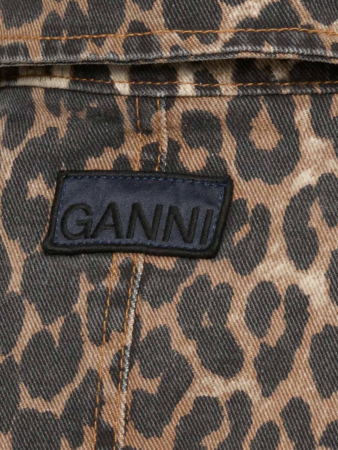 GANNI Leopard Print Denim Jacket GANNI