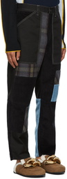 JW Anderson Black & Blue Patchwork Fatigue Trousers