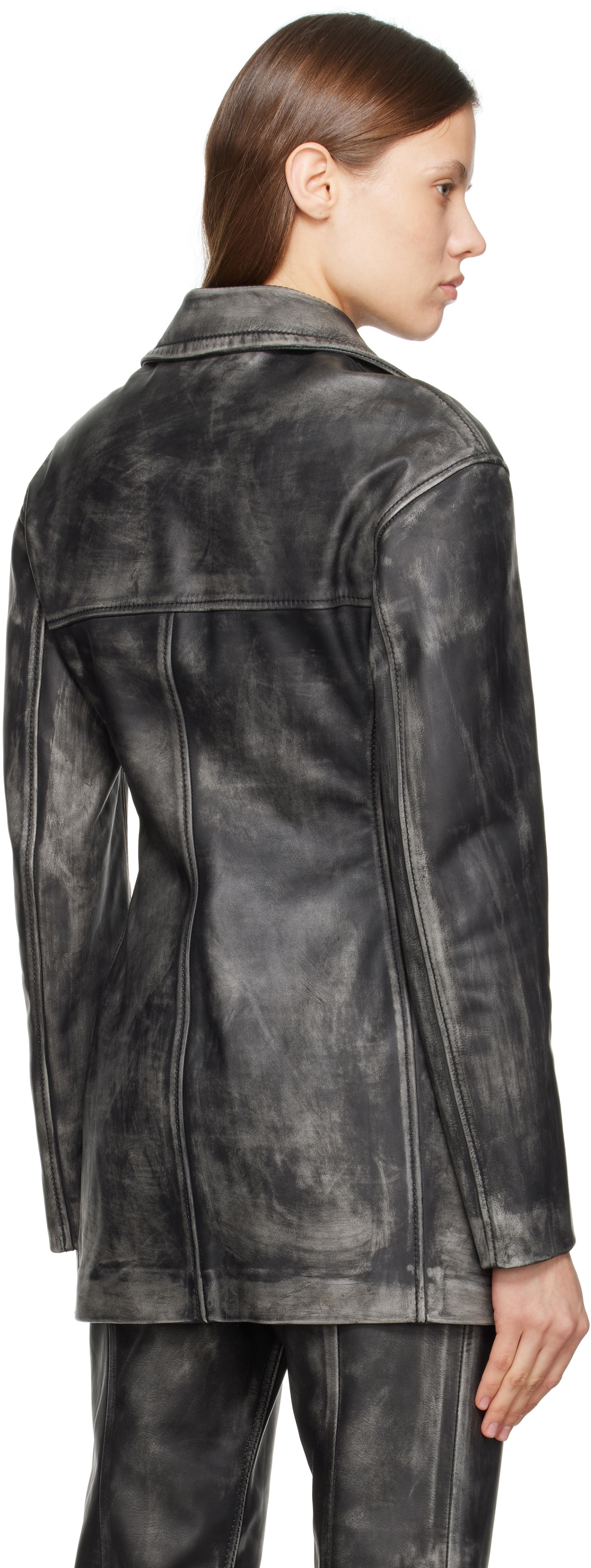 Marni Black Logo Embroidery Leather Jacket