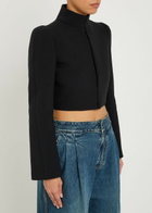 Alaïa Funnel-neck Cavalry Twill Cropped Jacket Black
