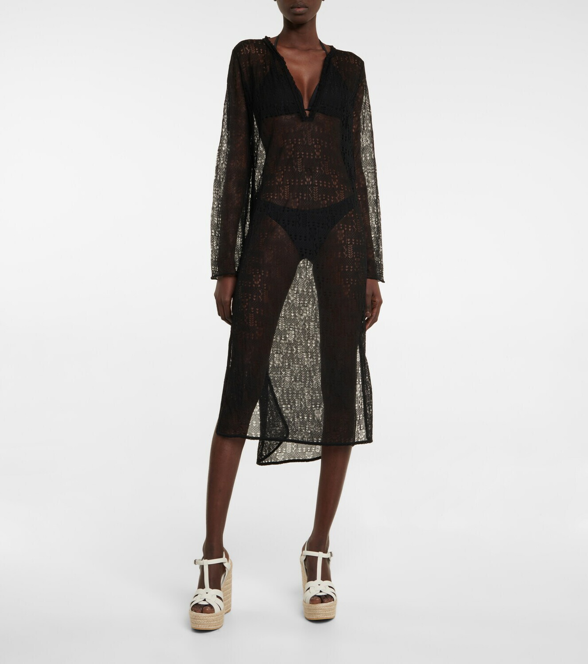 Saint Laurent Pointelle knit kaftan
