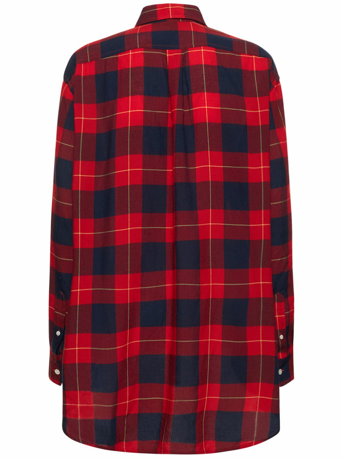 strapless open back dress Red 1930s Shirt Collar Gingham Plaid Top