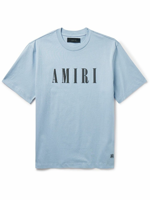 Photo: AMIRI - Logo-Print Cotton-Jersey T-Shirt - Blue