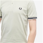 Fred Perry Men's Single Tipped Polo Shirt - Made in England in Light Oyster/Navy