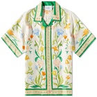 Casablanca Men's L'Arche Fleurie Short Sleeve Silk Shirt in Green/Multi