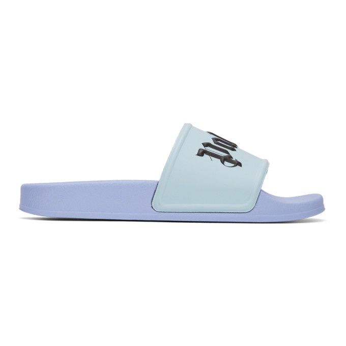 Photo: Palm Angels Blue Logo Slides