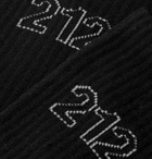 N/A - Intarsia Stretch Cotton-Blend Socks - Men - Black