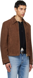 TONYWACK Brown Buckle Zip Goat Suede Jacket