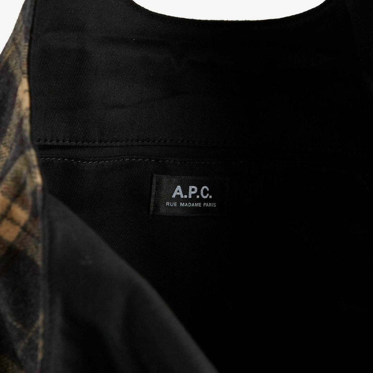 A.P.C. Men's Ninon Plaid Wool Tote in Heather Grey 