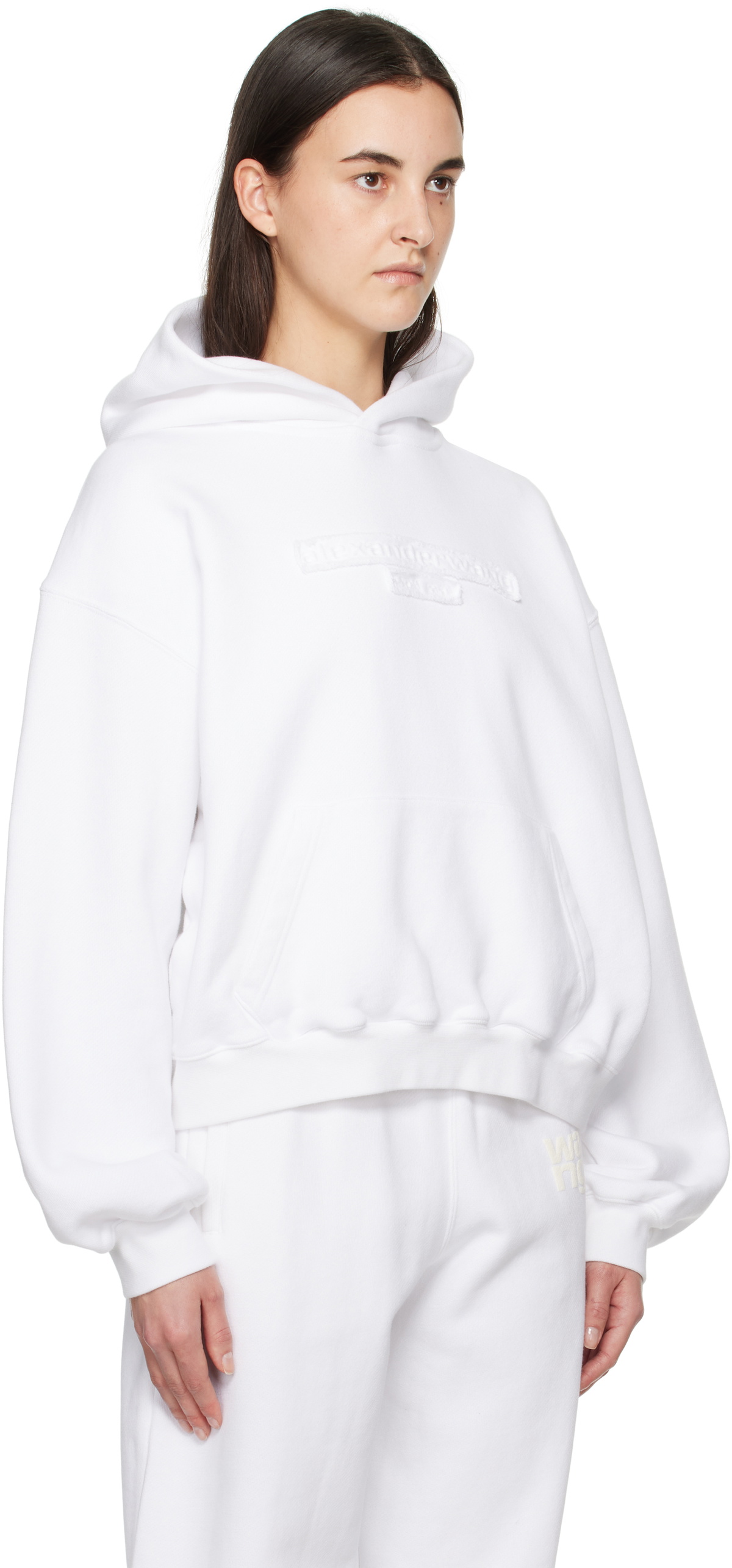 Alexander Wang White Oversize Logo Hoodie Alexander Wang