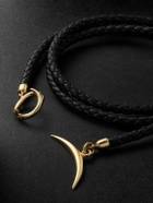 Shaun Leane - Quill Gold Vermeil and Braided Leather Wrap Bracelet - Black