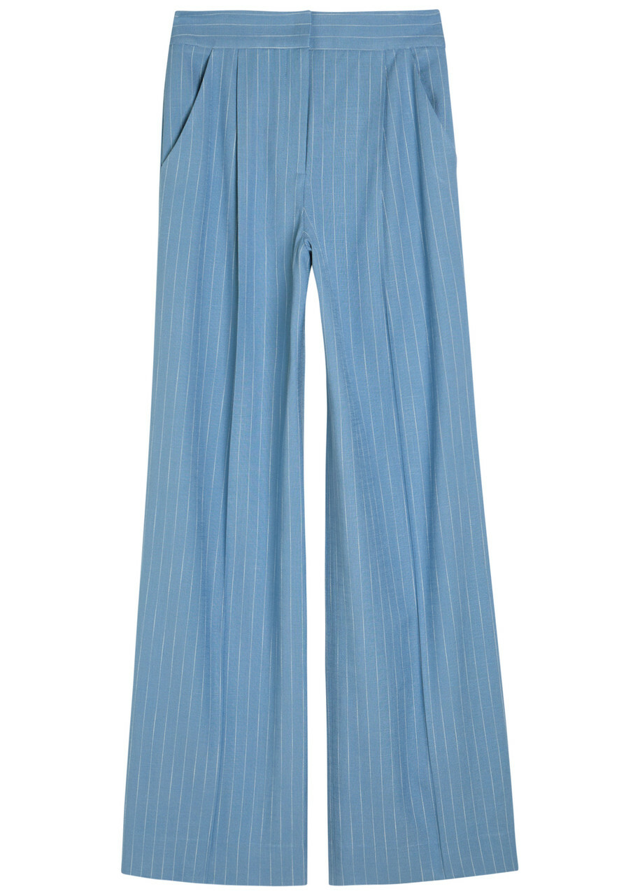 Veronica Beard Heyser Striped Wide-leg Trousers Blue