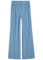 Veronica Beard Heyser Striped Wide-leg Trousers Blue