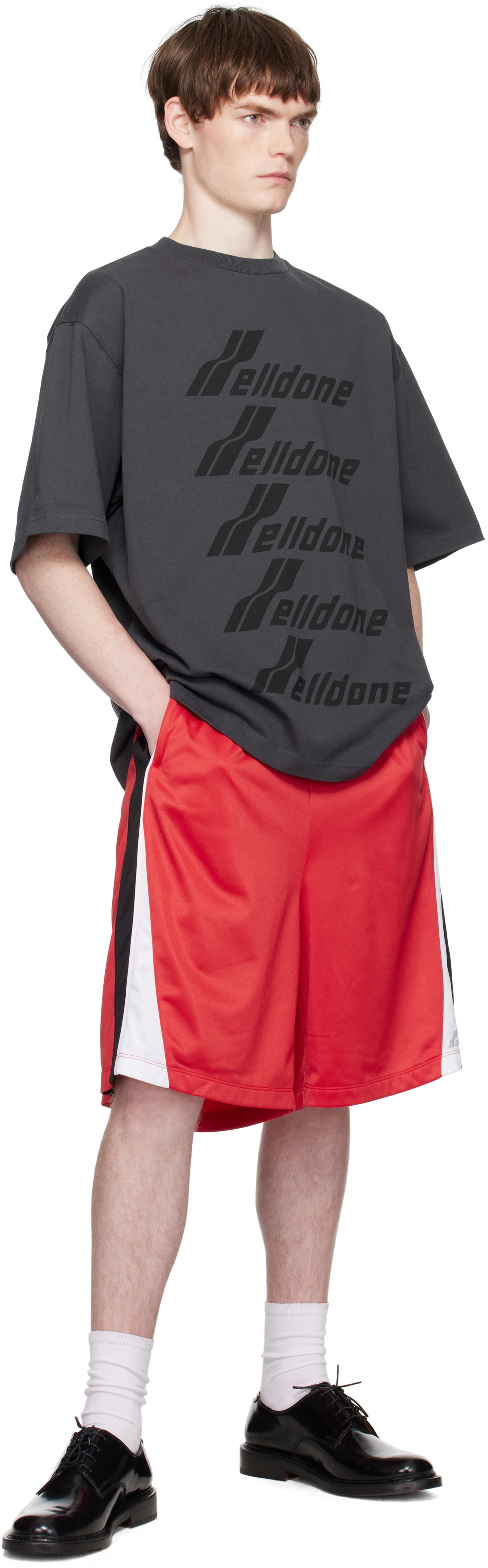 We11done Gray 'WELLDONE' Front Logo T-shirt