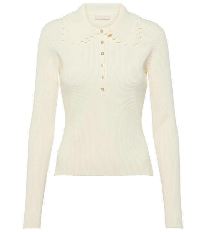 Photo: Ulla Johnson Liese ruffled ribbed-knit polo sweater