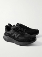 New Balance - 990 V6 Leather-Trimmed Suede and Mesh Sneakers - Black