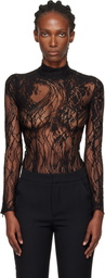 Balmain Black Long-Sleeved Lace Bodysuit