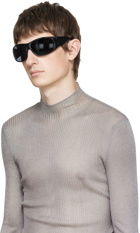 HANREJ Black Rectangular Sunglasses