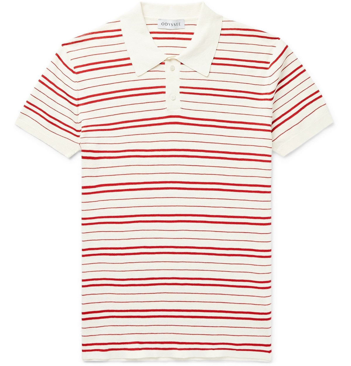 Odyssee - Riker Slim-Fit Striped Cotton Polo Shirt - Red Odyssee