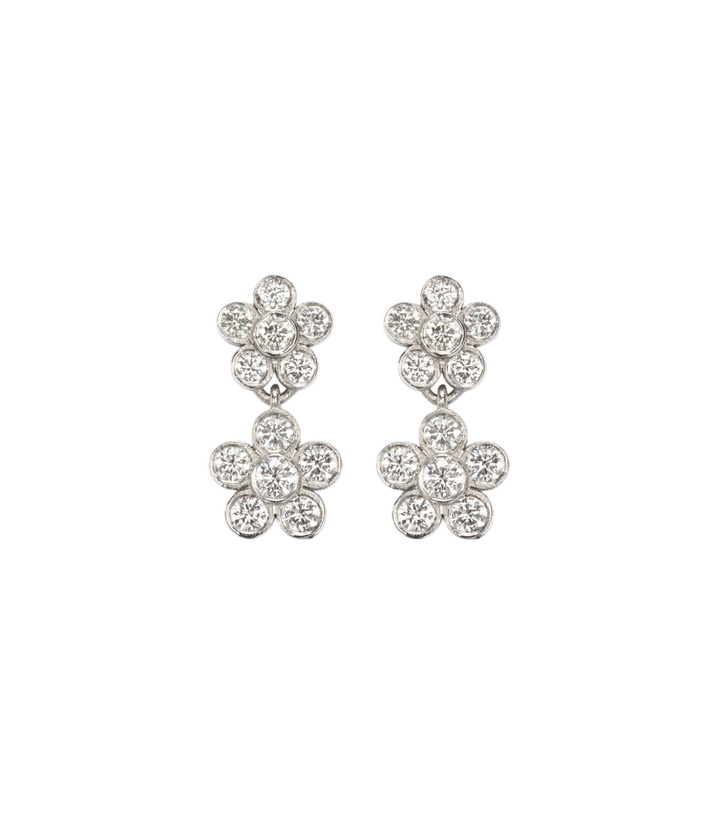 Photo: Ileana Makri Blossom Daisy Duo 18kt white gold earrings with diamonds