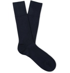 Marcoliani - Ribbed Pima Cotton-Blend Socks - Blue