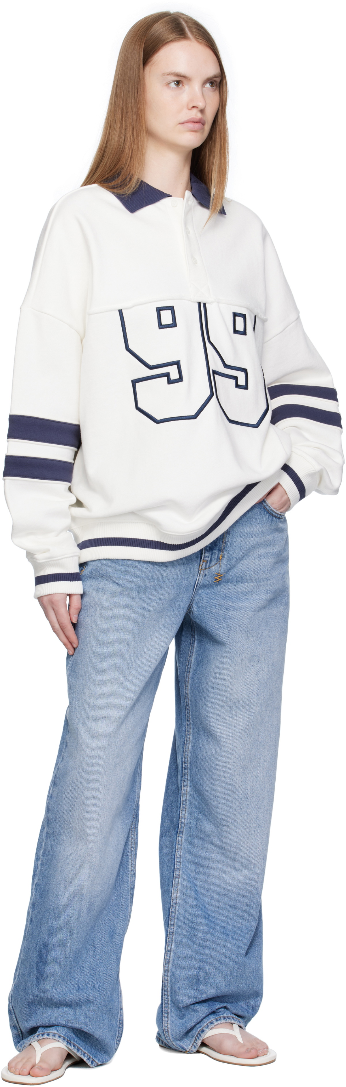 Ksubi White '99' Boyfriend Polo Sweatshirt