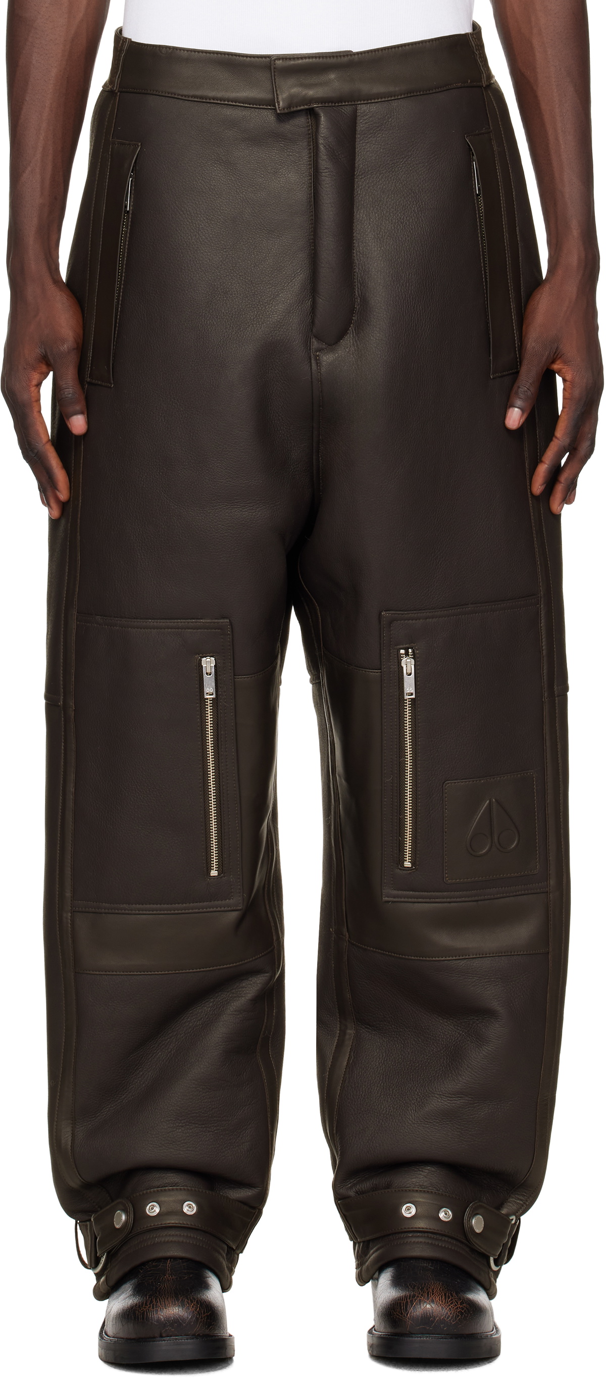 パンツ Moose Knuckles Trousers Moose Knuckles Brown Darrell Leather Pants Moose Knuckles