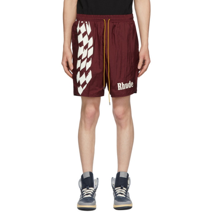 Photo: Rhude Burgundy Warm-Up Shorts