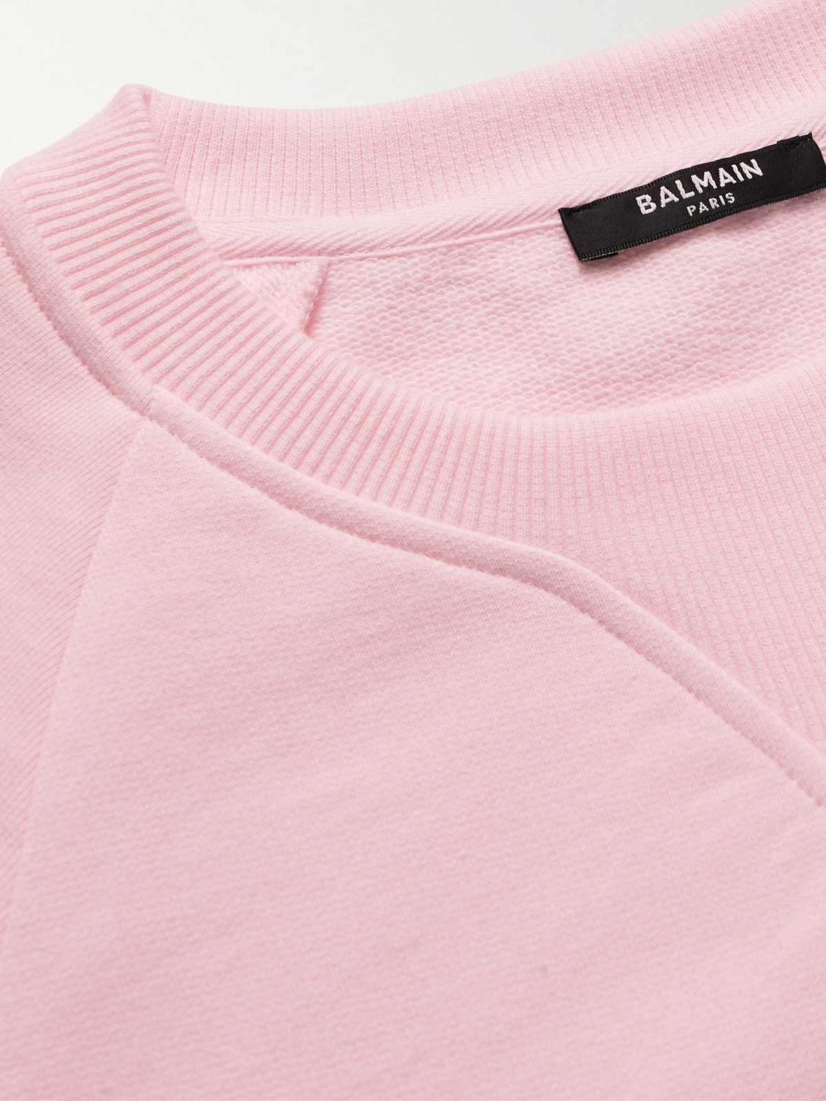 Balmain - Logo-Print Cotton-Jersey Sweatshirt - Pink Balmain