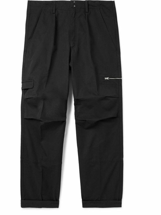 Photo: TOM FORD - Straight-Leg Pleated Cotton-Twill Cargo Trousers - Black